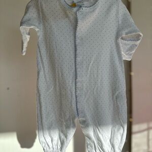 Kissy Kissy White Baby Convertible Gown with Tiny Blue Dots